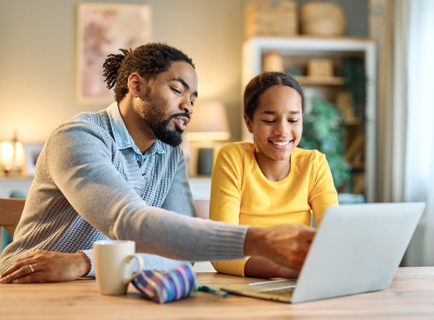 couple looking at tablet